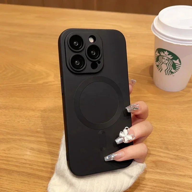 Funda Silicon compatible con MagSafe para iPhone 11-16 Pro Max Diversos Colores.